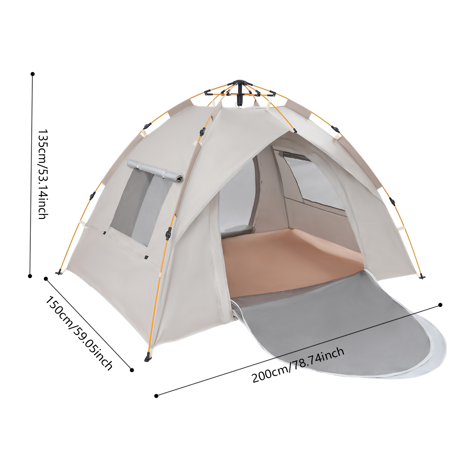 Tent with Mesh Windows, Instant Pop Up Tent, Family Camping Tent for Family Camping, Traveling, Fishing