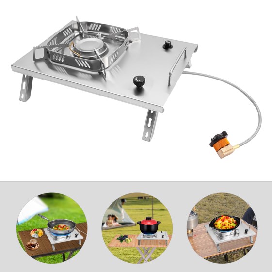 Camping stove, portable stove with adjustable burners, foldable tabletop Camping stove, portable stove with adjustable burners, foldable tabletop
