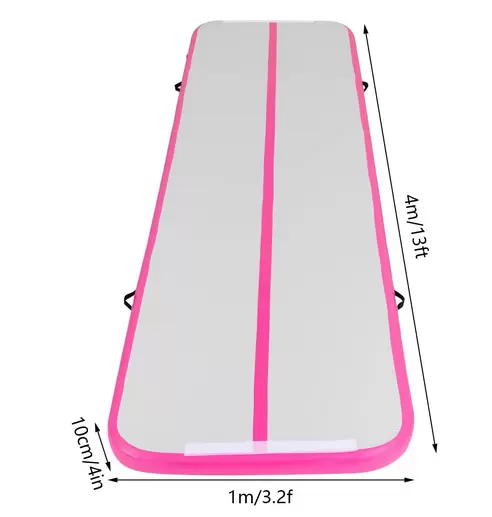Inflatable Gymnastics Mat, Fitness Mat, Air Track Mat, Yoga Mat, Tumbler Mat, Sports Mat, with Carry Bag and Electric Air Pump, 1*4 M