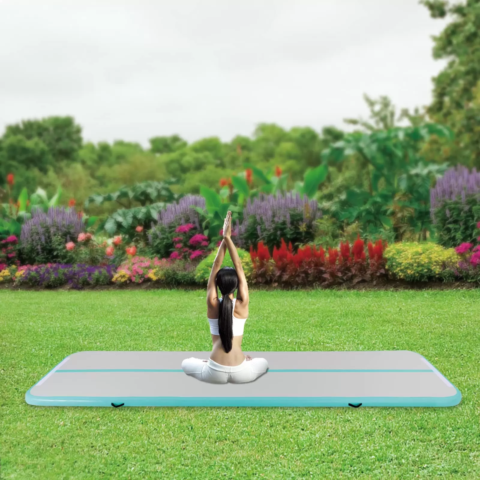 Inflatable Gymnastics Mat, Fitness Mat, Sports Mat, with Carrying Bag and Electric Air Pump, 1*4 M