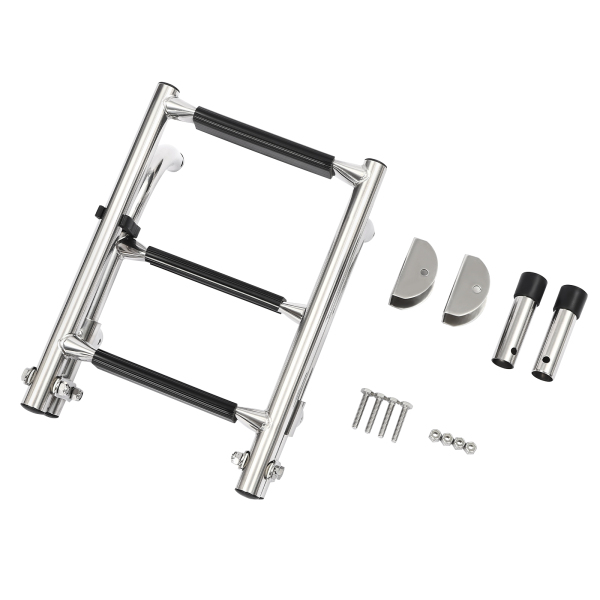 3 Step Folding Ladder Polished Stainless Steel Boat Pontoon Ladder Stainless Steel Ladder For Yachts Speedboats Fishing Boats