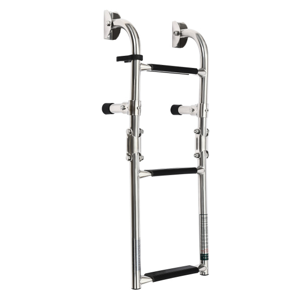 3 Step Folding Ladder Polished Stainless Steel Boat Pontoon Ladder Stainless Steel Ladder For Yachts Speedboats Fishing Boats