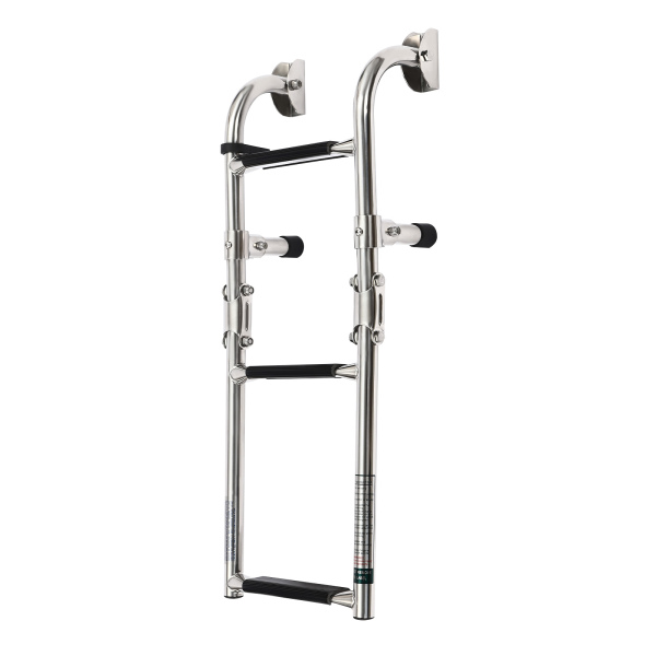 3 Step Folding Ladder Polished Stainless Steel Boat Pontoon Ladder Stainless Steel Ladder For Yachts Speedboats Fishing Boats
