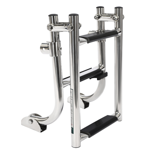 3 Step Folding Ladder Polished Stainless Steel Boat Pontoon Ladder Stainless Steel Ladder For Yachts Speedboats Fishing Boats