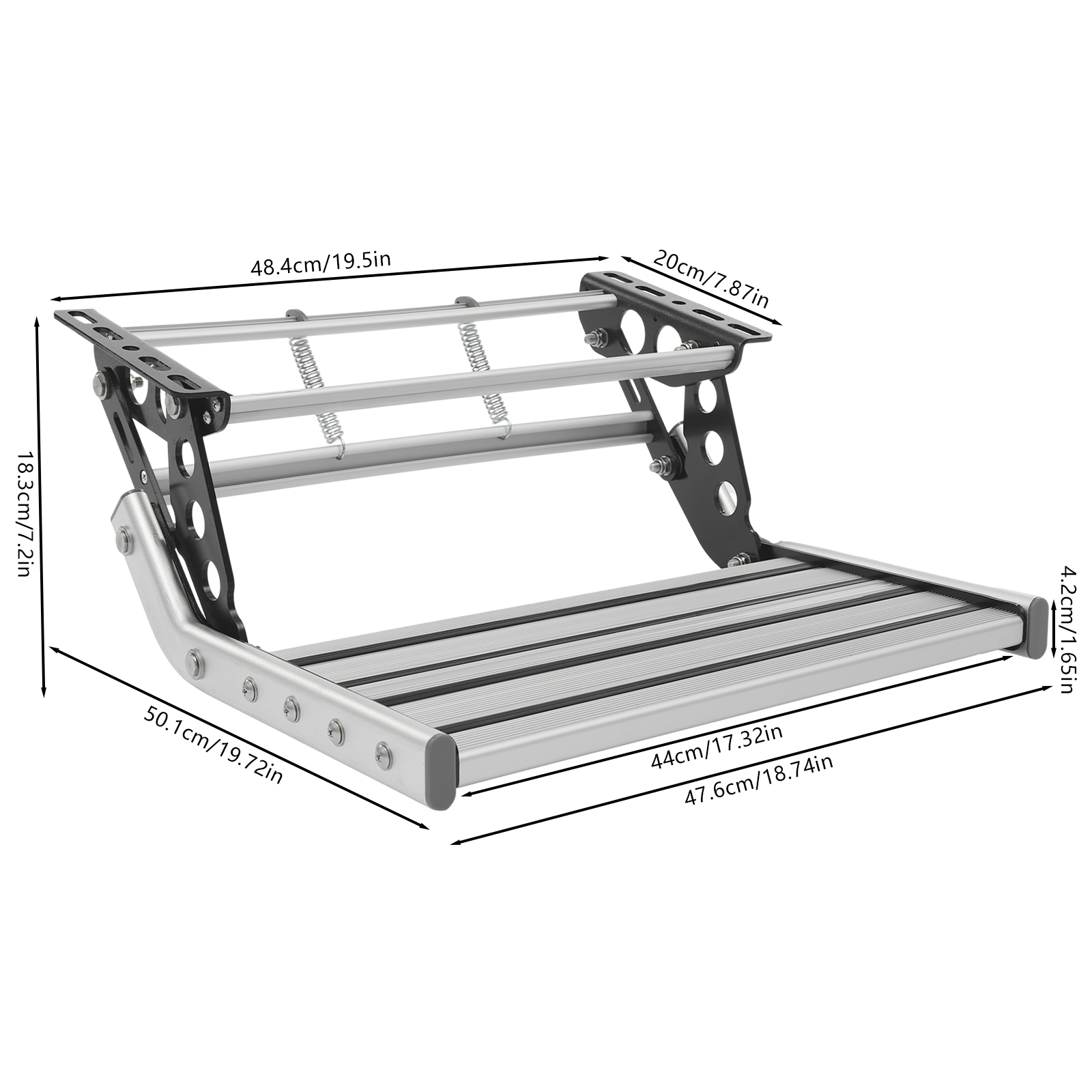 Folding RV Step, RV Camper Step, Manual RV Step with LED Light for Motorhomes, Campers, Caravan