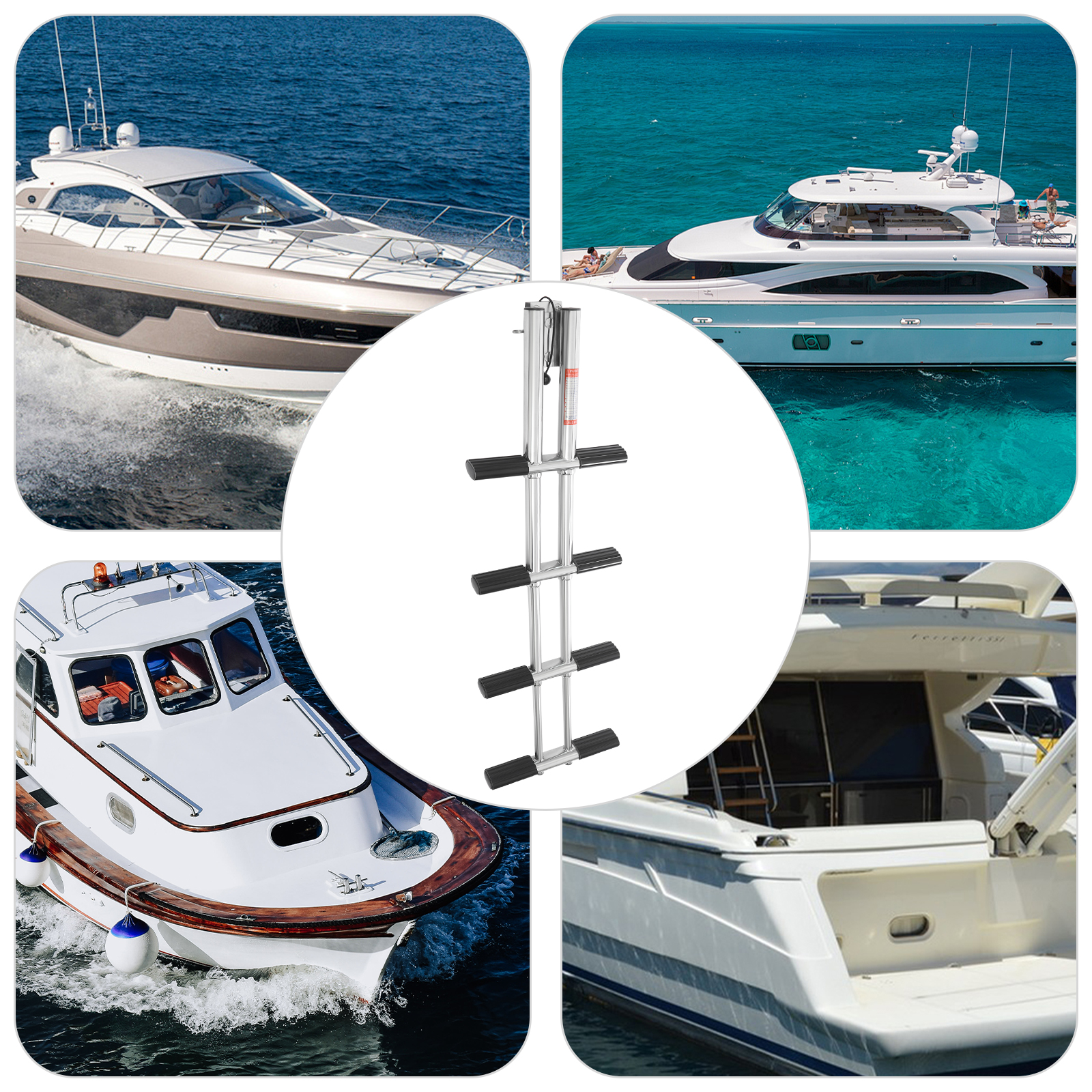 Boat Telescopic Ladder, Stainless Steel Telescopic Ladder, 4 Steps Boat Ladder for Boats, Yachts Boat Telescopic Ladder, Stainless Steel Telescopic Ladder, 4 Steps Boat Ladder for Boats, Yachts
