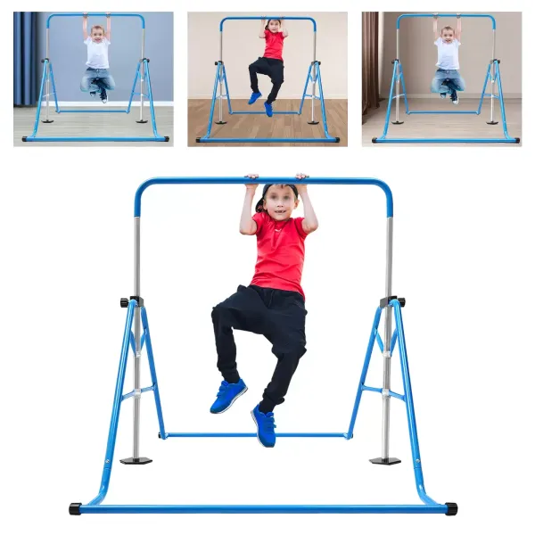 Fun Gymnastics Bars Expandable Children's Training Monkey Folding Bars Climbing Tower Child Play Training Gym Adjustable Height Round Base