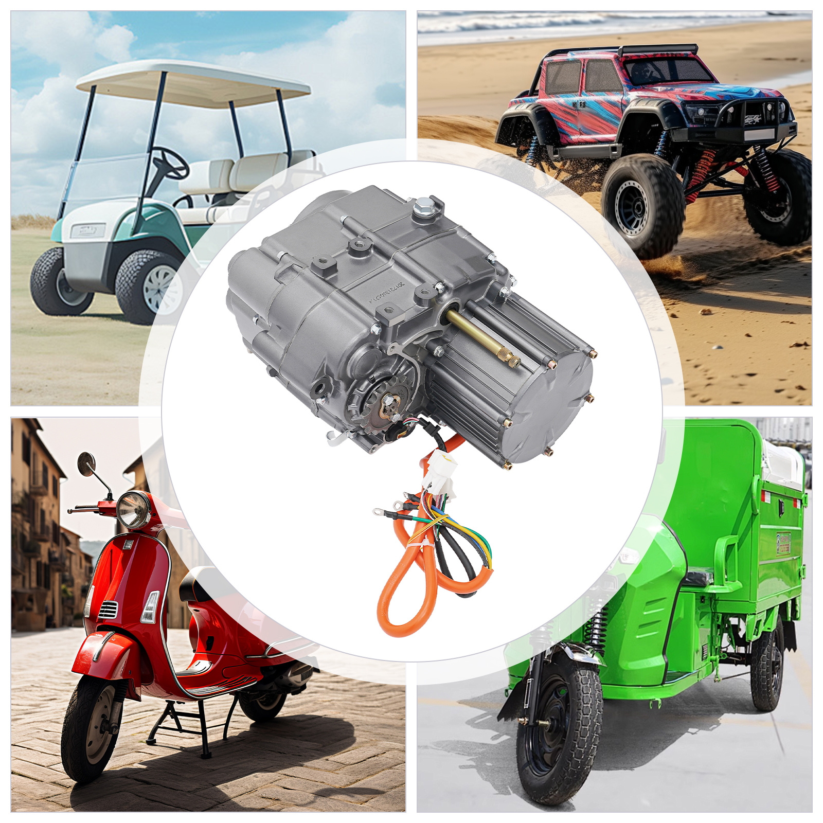 Electric Motor Kit Suitable For Converting Beach Cars Electric Motorcycles ATVs Tricycles Go-karts Golf Carts Grey 1000W DC Brushless Motor 72V