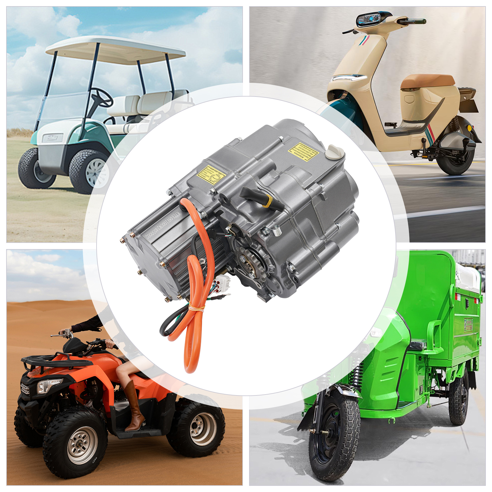 Electric Motor Kit Suitable For Converting Beach Cars Electric Motorcycles ATVs Tricycles Go-karts Golf Carts Grey 1000W DC Brushless Motor 48V
