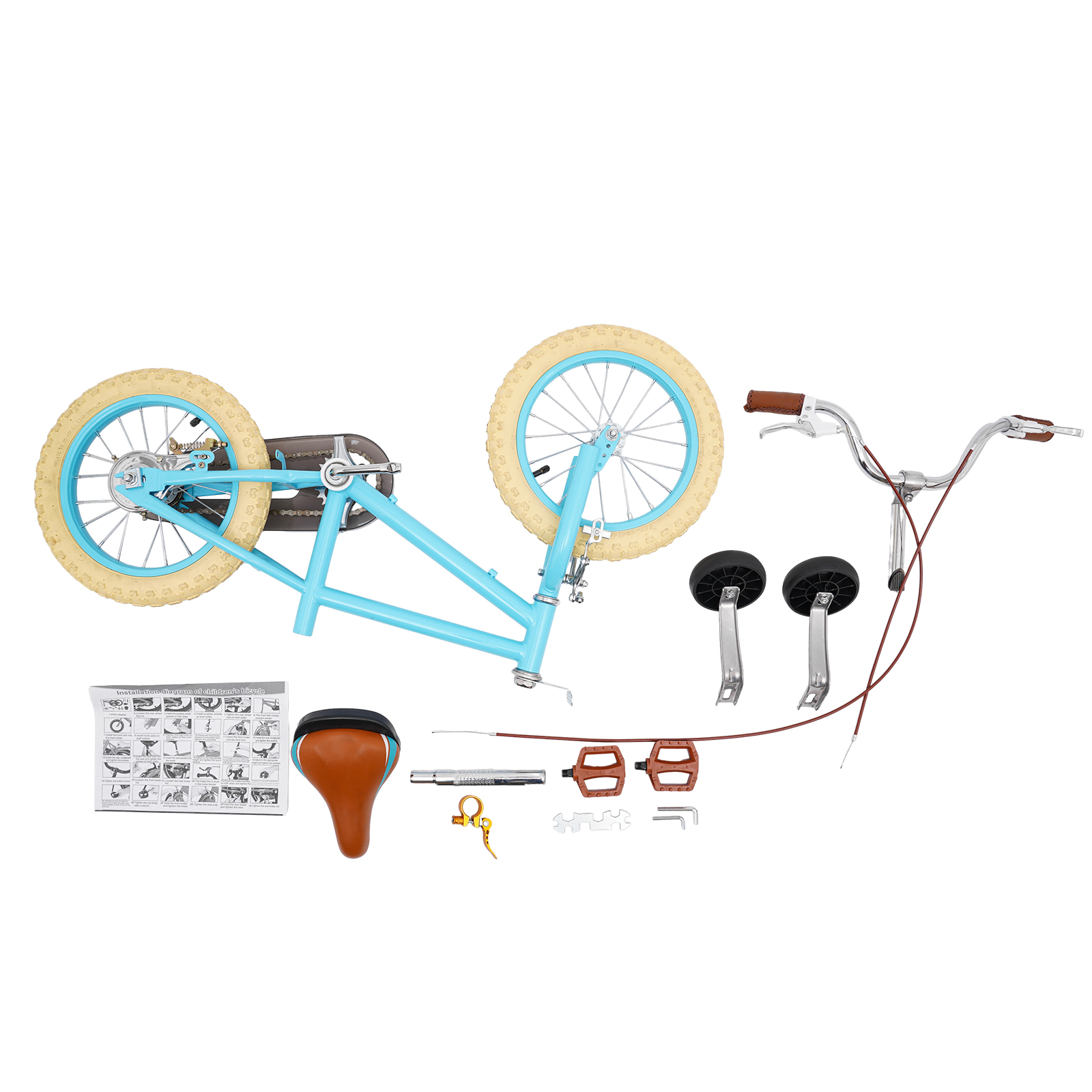 14 Inch Children's Bicycle For Girls And Boys For Children Aged 3-4 Years And A Height Of 90-110 Cm In Towns Bike Paths And Other Roads Blue