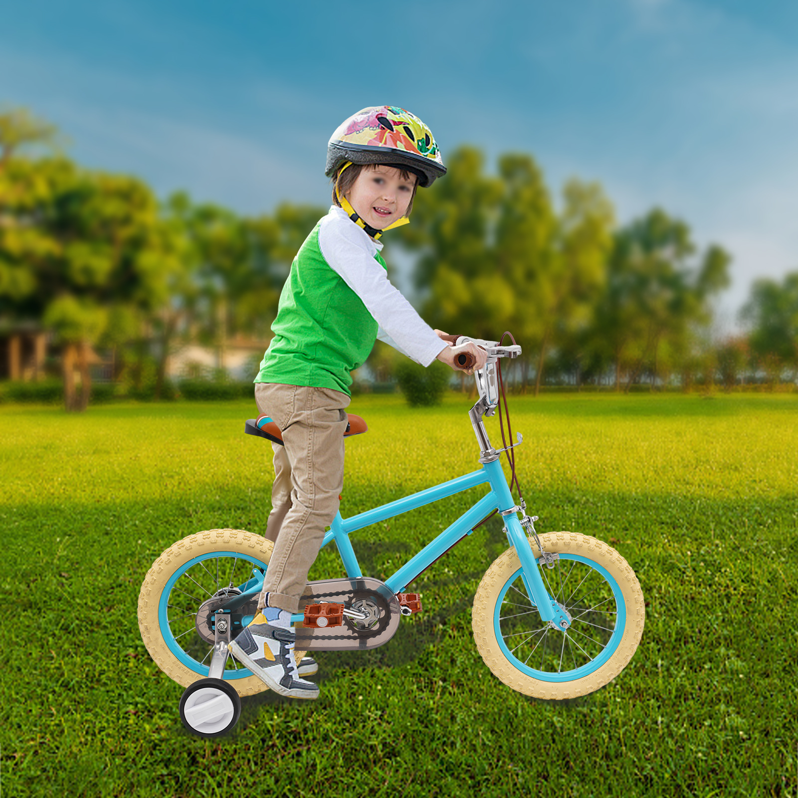14 Inch Children's Bicycle For Girls And Boys For Children Aged 3-4 Years And A Height Of 90-110 Cm In Towns Bike Paths And Other Roads Blue