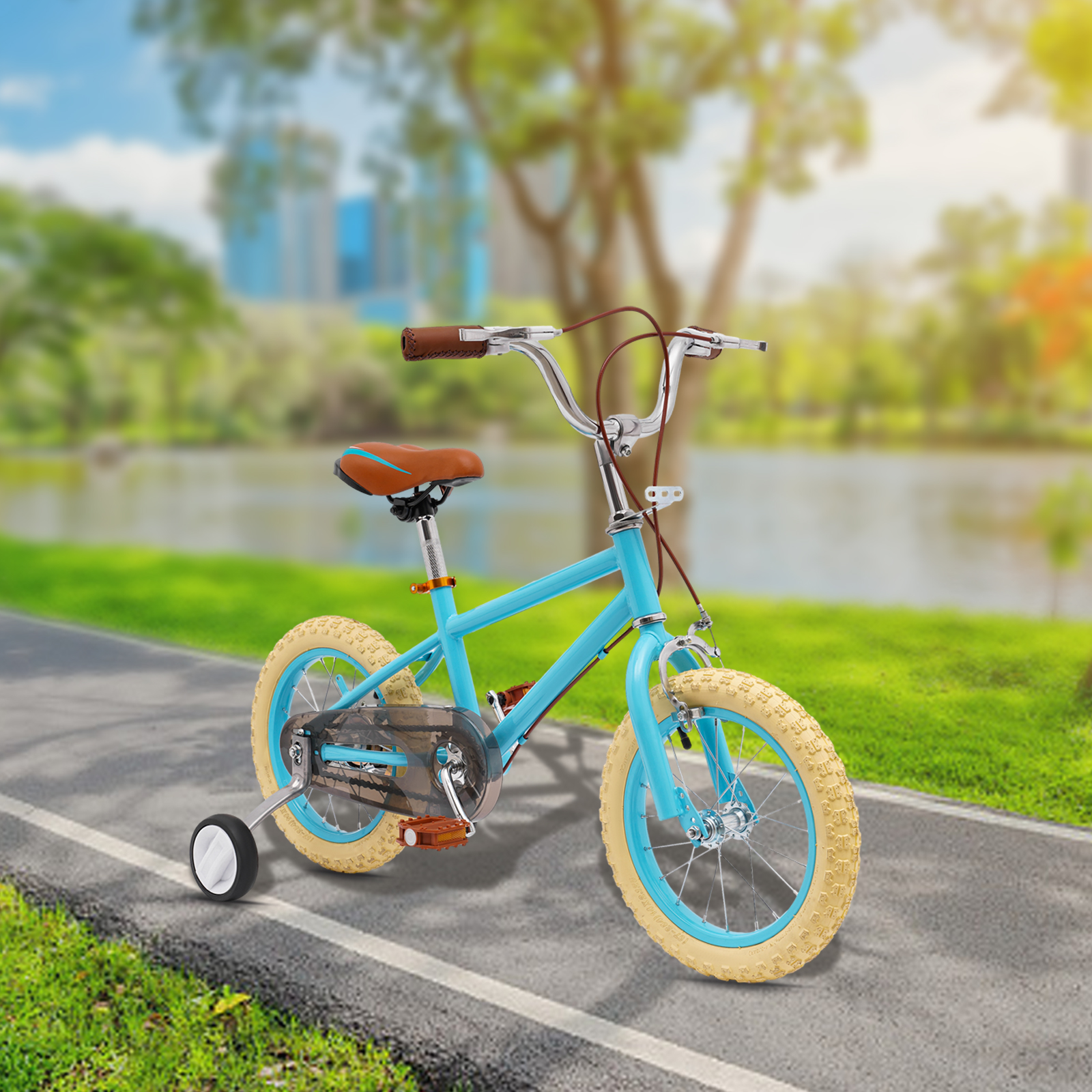 14 Inch Children's Bicycle For Girls And Boys For Children Aged 3-4 Years And A Height Of 90-110 Cm In Towns Bike Paths And Other Roads Blue
