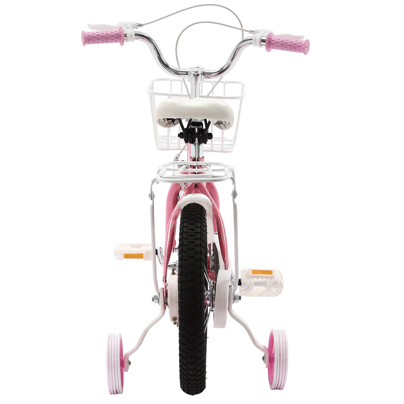 14-inch children's bike with stabilizing wheels and hand brake from 3 years old Balance and Pedal Learning Bicycle Children's Bicycle Pink