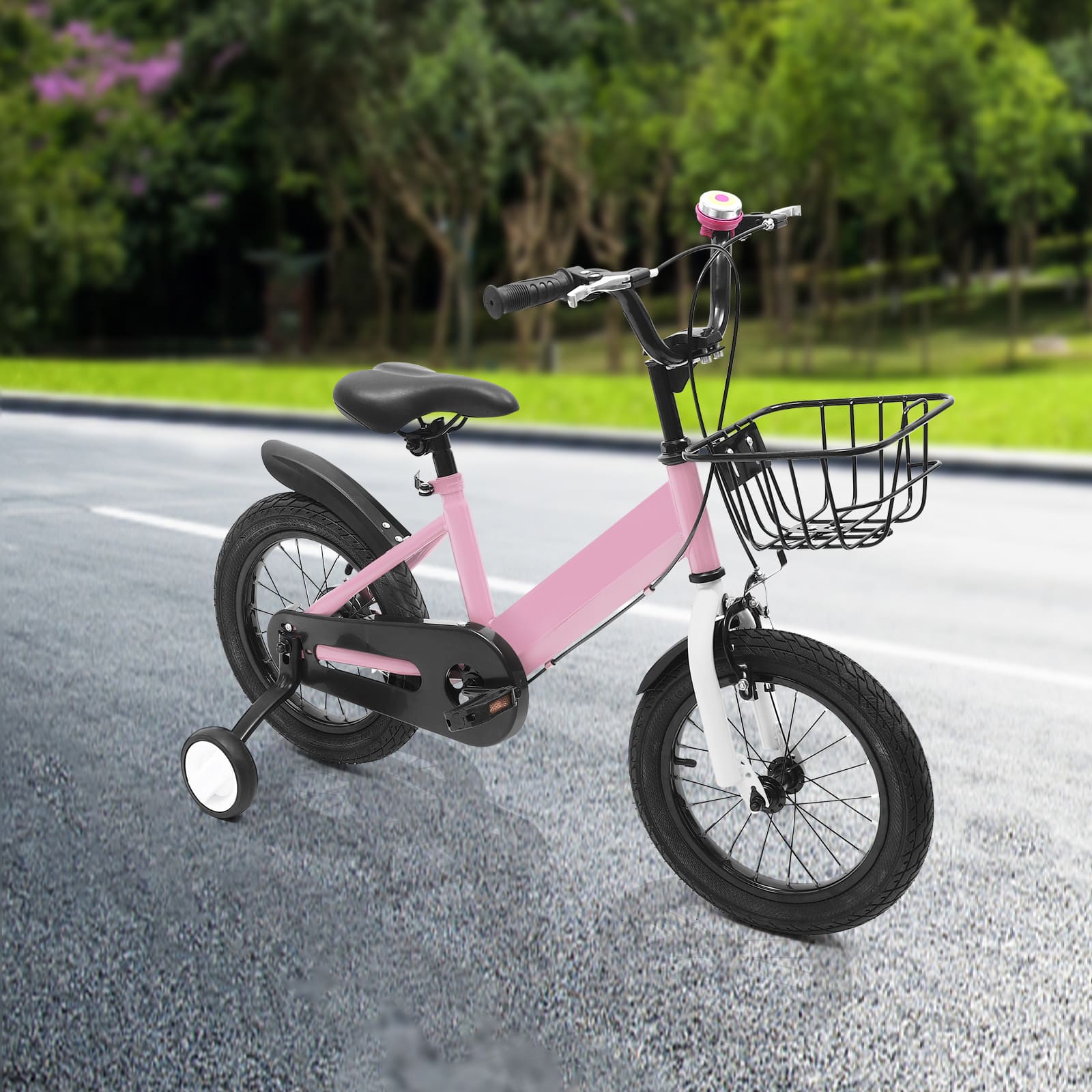 14 Inch Unisex Children's Bike with Auxiliary Wheel Coaster Brake Training Wheels Suitable Gift for 3-5 Years Old Children Pink 14 Inch Unisex Children's Bike with Auxiliary Wheel Coaster Brake Training Wheels Suitable Gift for 3-5 Years Old Children Pink