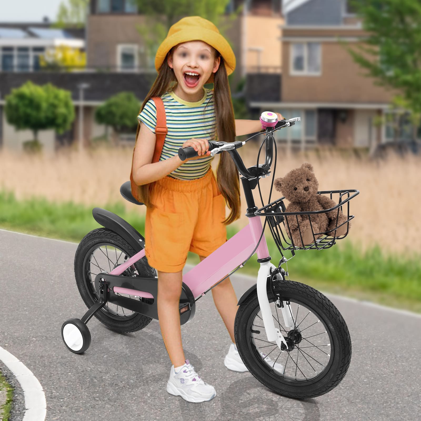 14 Inch Unisex Children's Bike with Auxiliary Wheel Coaster Brake Training Wheels Suitable Gift for 3-5 Years Old Children Pink 14 Inch Unisex Children's Bike with Auxiliary Wheel Coaster Brake Training Wheels Suitable Gift for 3-5 Years Old Children Pink