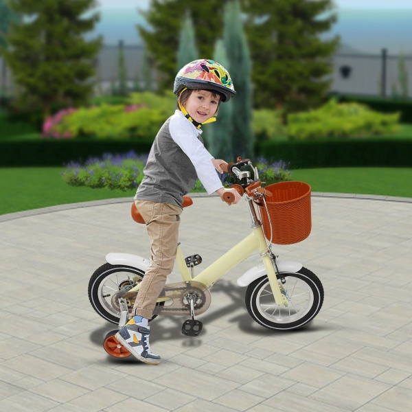 12 Inch Kids Bike, Balance and Pedal Learning Bike, 2-4 Years Old/80-110cm (White)