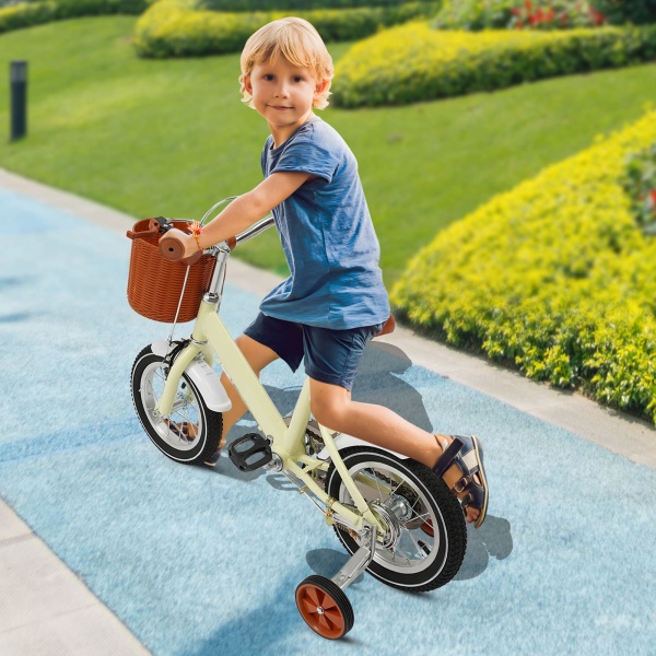 12 Inch Kids Bike, Balance and Pedal Learning Bike, 2-4 Years Old/80-110cm (White)