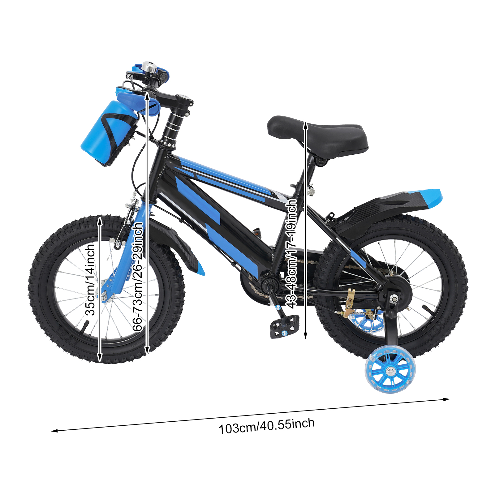 14 Inch Children's Bicycle for Children who are 3.12-3.77ft in Height, Aged from 3-7 Years Old, and within 132 lbs in Weight - Blue 14 Inch Children's Bicycle for Children who are 3.12-3.77ft in Height, Aged from 3-7 Years Old, and within 132 lbs in Weight - Blue