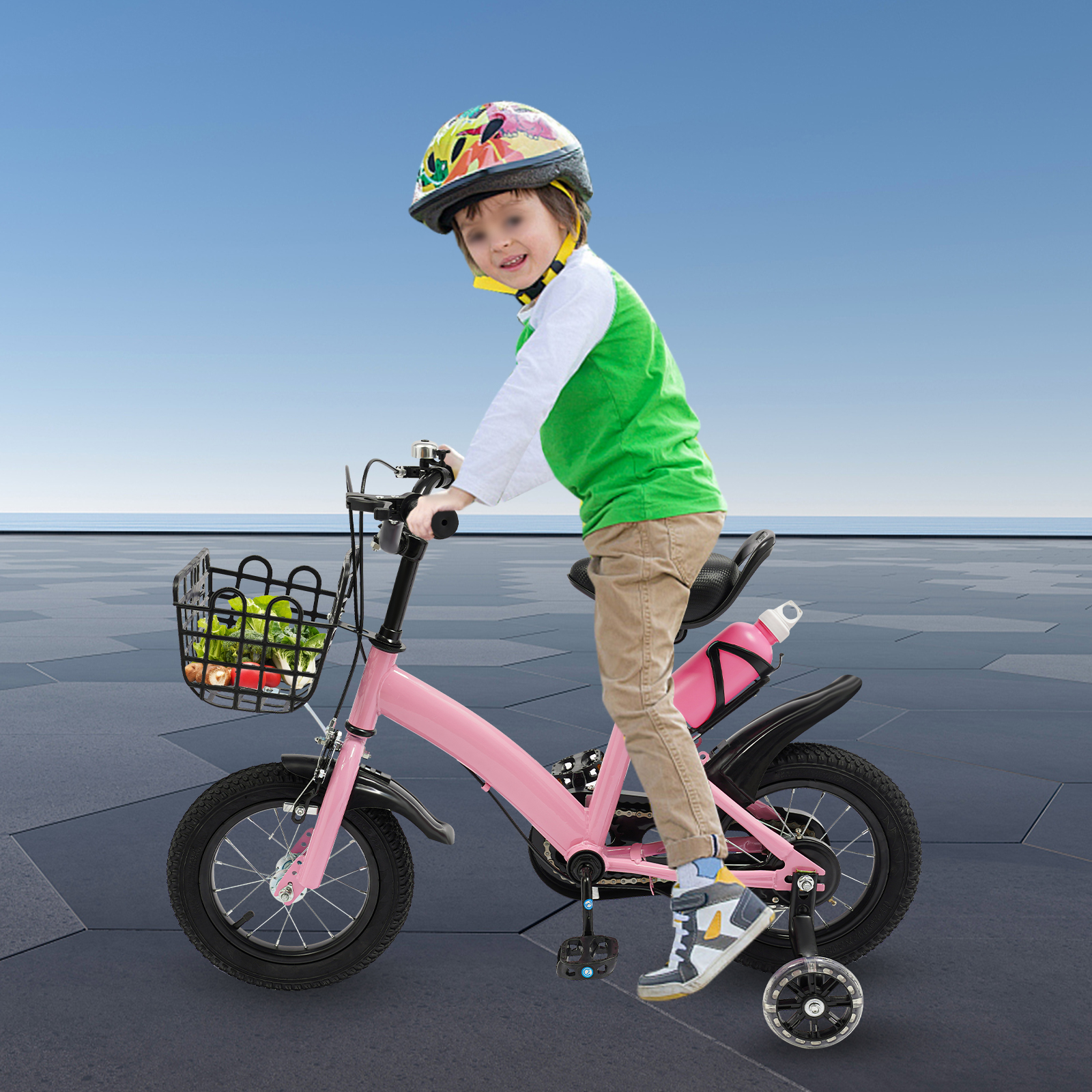 12 Inch Children's Bicycle for Children who are 31.5-41.34" in Height and Aged from 2-5 Years Old to Ride on Various Roads - Pink