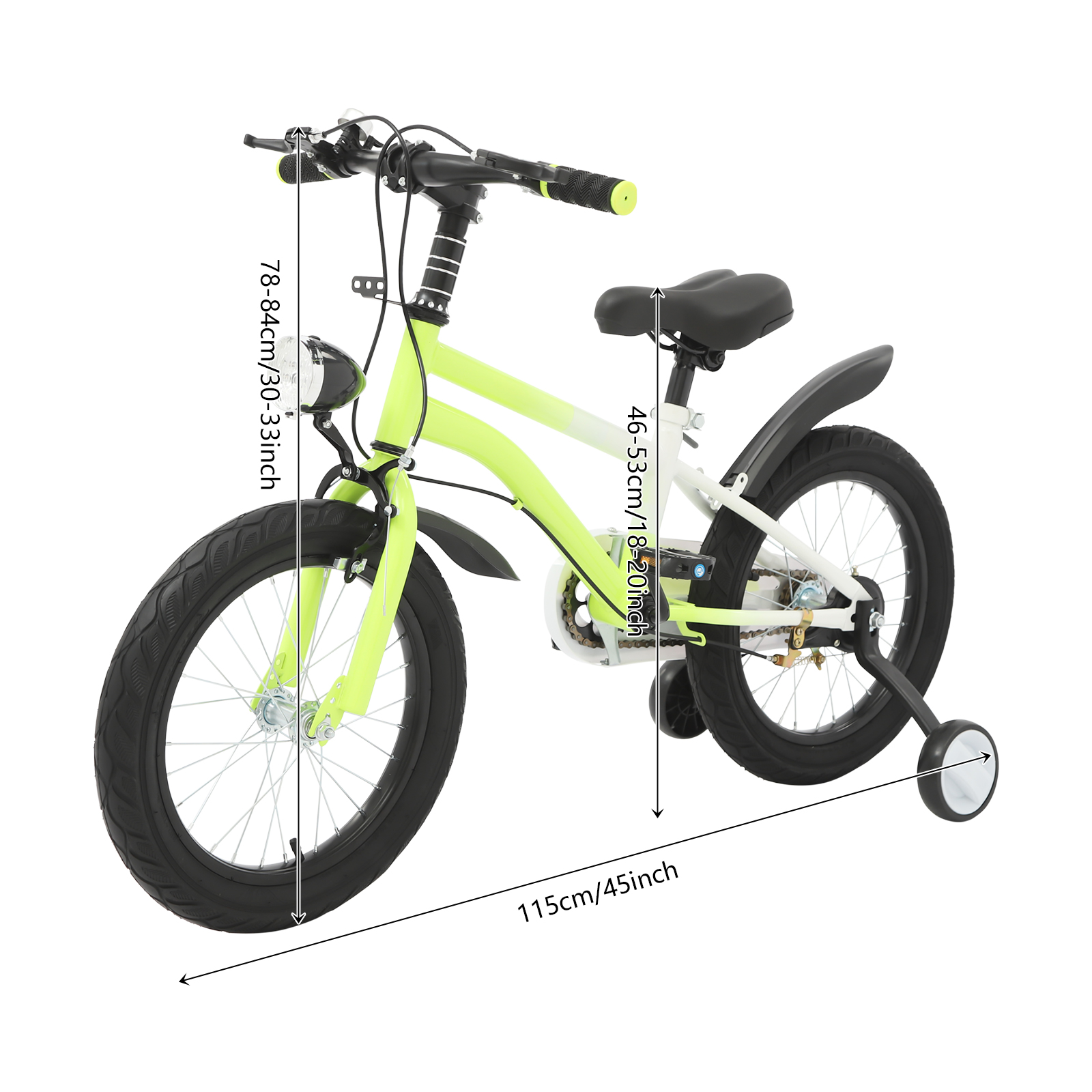 16 Inch Children's Bicycle for Children for Children who are 41.34-53.15" in Height and Aged from 5-8 Years Old - Yellow