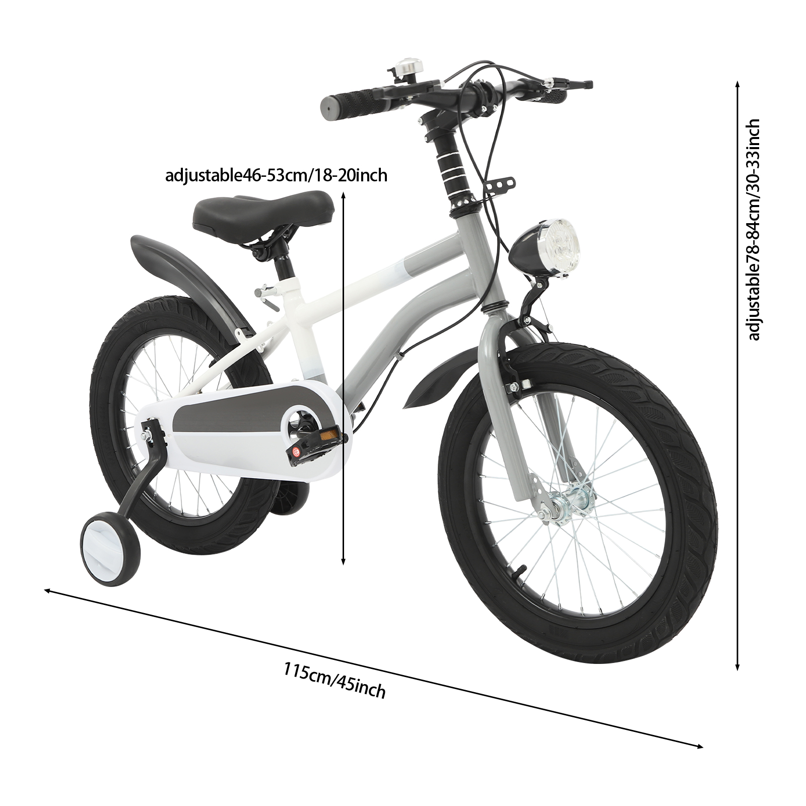 16 Inch Children's Bicycle for Children for Children who are 41.34-53.15" in Height and Aged from 5-8 Years Old - Gray