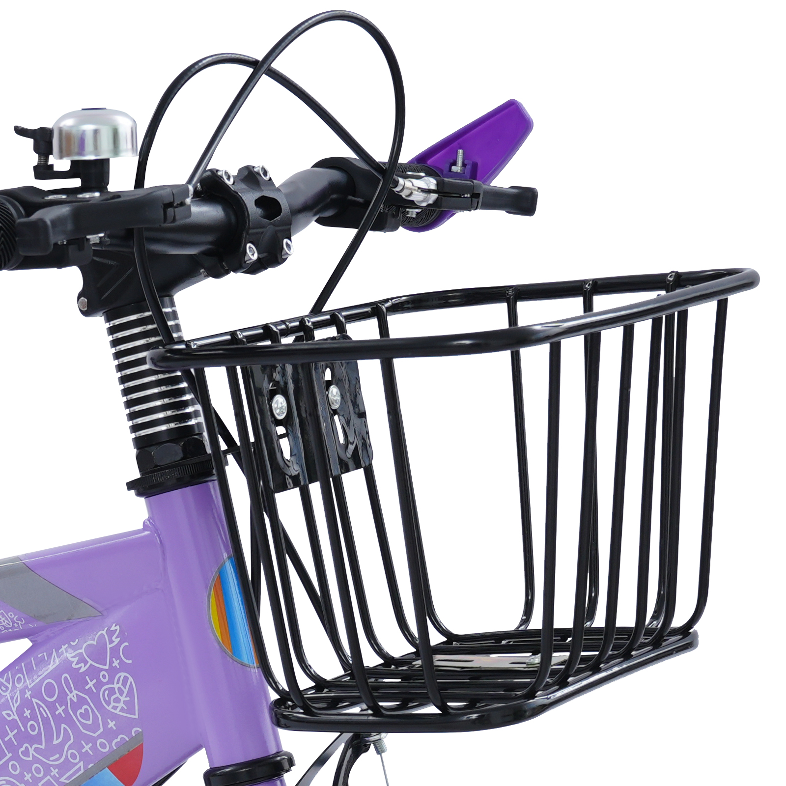 14in Children's Bicycle, Kids' Bike Rear Seat with Cargo Rail, Children's Bicycle with Basket for 3-6 Year Old - Purple 14in Children's Bicycle, Kids' Bike Rear Seat with Cargo Rail, Children's Bicycle with Basket for 3-6 Year Old - Purple