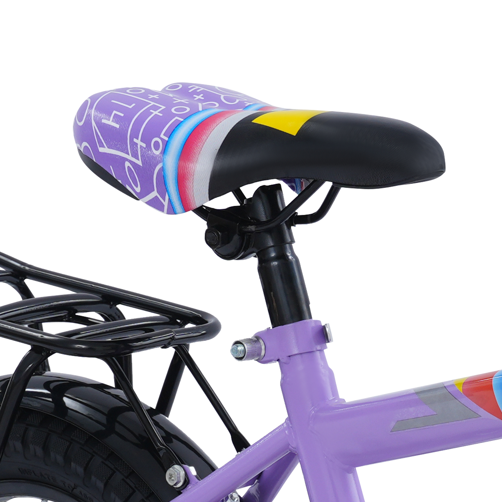 14in Children's Bicycle, Kids' Bike Rear Seat with Cargo Rail, Children's Bicycle with Basket for 3-6 Year Old - Purple 14in Children's Bicycle, Kids' Bike Rear Seat with Cargo Rail, Children's Bicycle with Basket for 3-6 Year Old - Purple