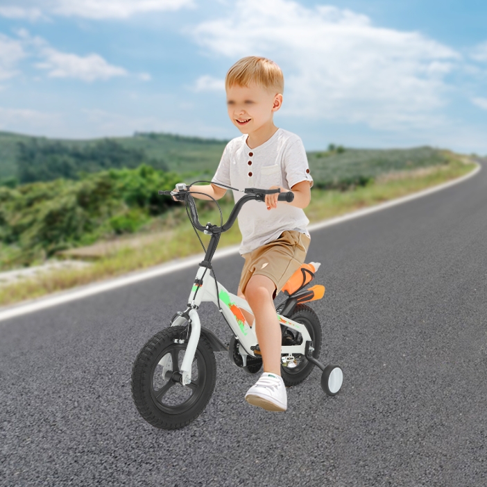 12 Inch Kids Bike, Beginner Training Bike with Rear Water Bottle, Suitable for 2-5 Years Old, White