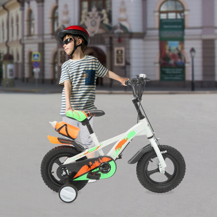 12 Inch Kids Bike, Beginner Training Bike with Rear Water Bottle, Suitable for 2-5 Years Old, White 12 Inch Kids Bike, Beginner Training Bike with Rear Water Bottle, Suitable for 2-5 Years Old, White