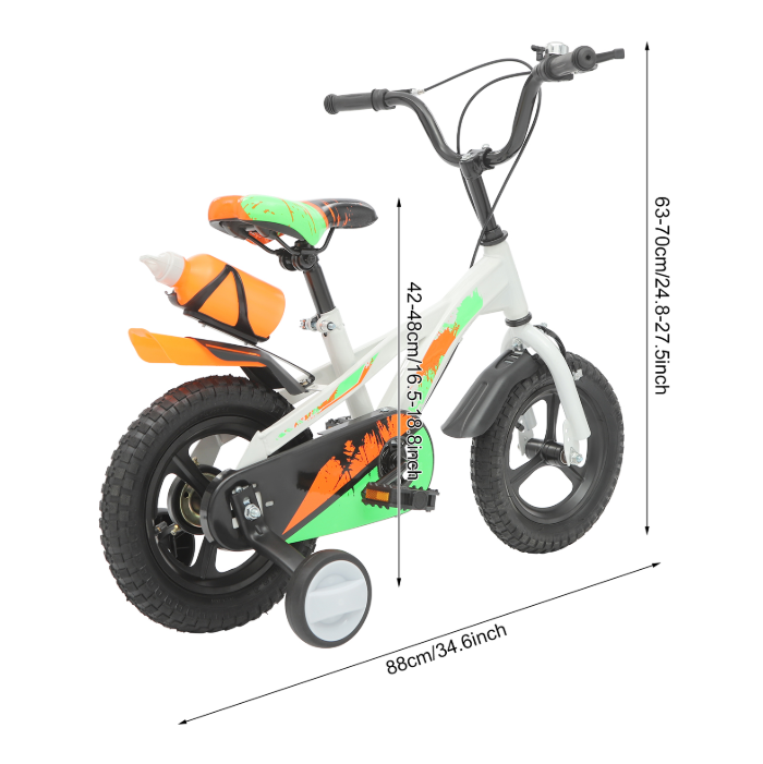 12 Inch Kids Bike, Beginner Training Bike with Rear Water Bottle, Suitable for 2-5 Years Old, White 12 Inch Kids Bike, Beginner Training Bike with Rear Water Bottle, Suitable for 2-5 Years Old, White