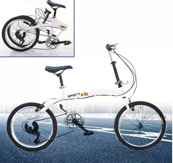 20" Carbon Steel Folding Bike - Small Unisex Folding Bike - 6 Speeds - Front V Brake and Rear Brake - City Bike for Adults - White 20" Carbon Steel Folding Bike - Small Unisex Folding Bike - 6 Speeds - Front V Brake and Rear Brake - City Bike for Adults - White