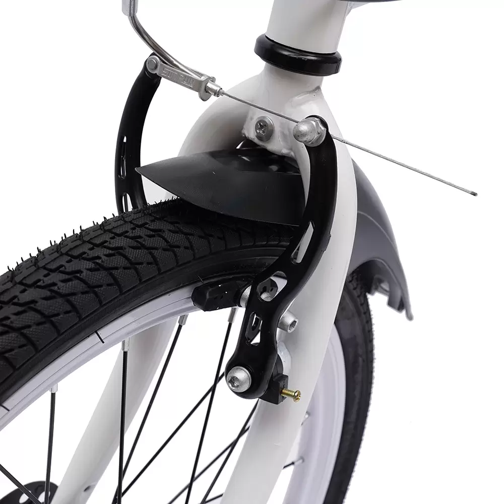 20" Carbon Steel Folding Bike - Small Unisex Folding Bike - 6 Speeds - Front V Brake and Rear Brake - City Bike for Adults - White 20" Carbon Steel Folding Bike - Small Unisex Folding Bike - 6 Speeds - Front V Brake and Rear Brake - City Bike for Adults - White