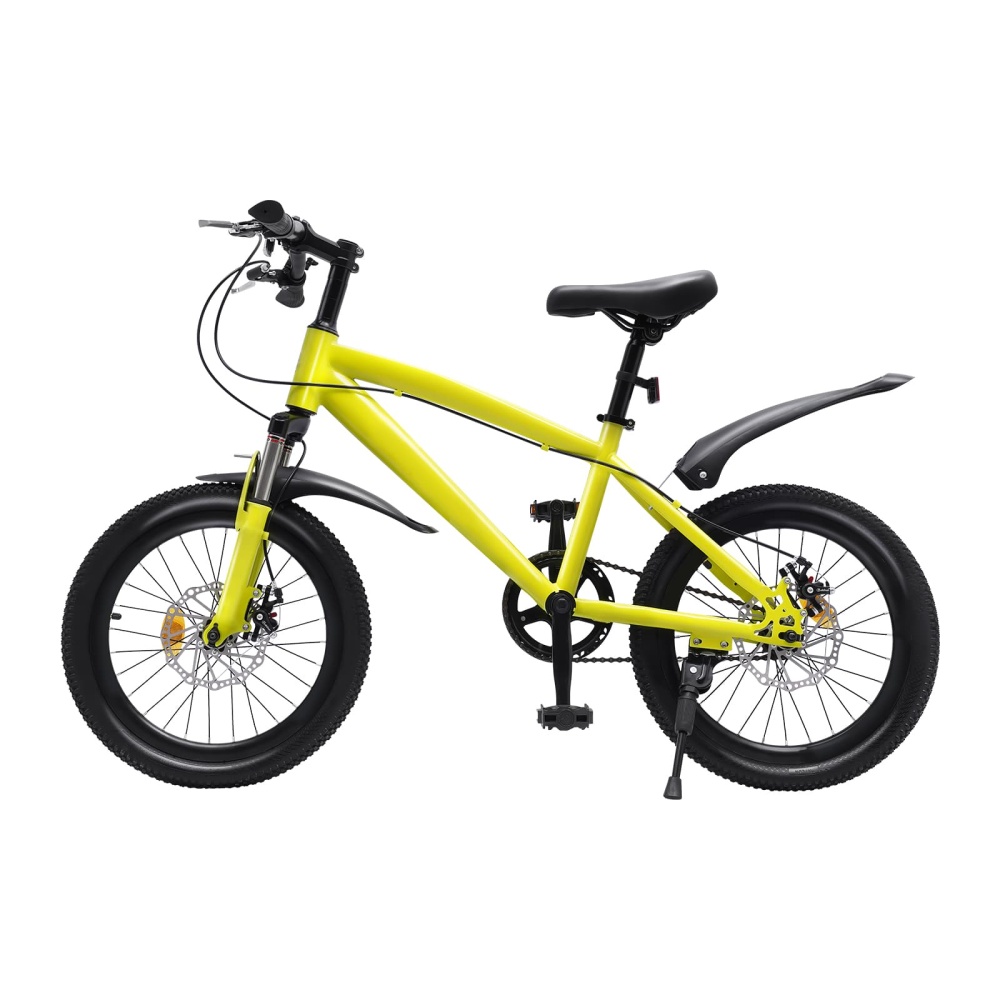 18 Inch Kids Girls Boys Bike Children's Bicycle 18" Wheel Mountain Bike 1 Speed Yellow Boys Girls Freestyle BMX Bicycle