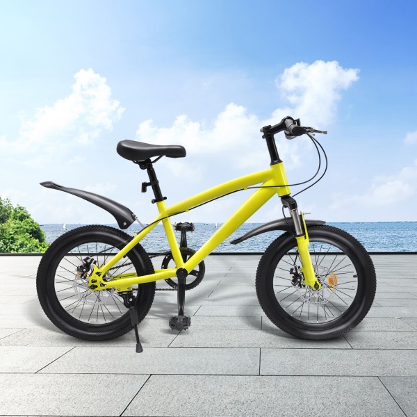 18 Inch Kids Girls Boys Bike Children's Bicycle 18" Wheel Mountain Bike 1 Speed Yellow Boys Girls Freestyle BMX Bicycle