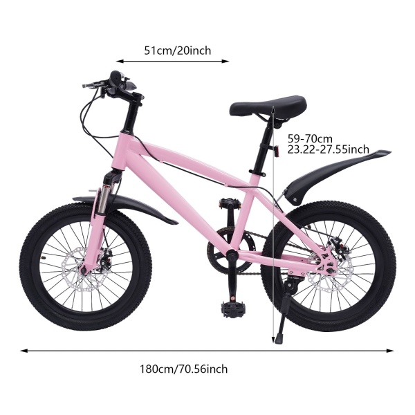 18 Inch Kids Girls Boys Bike Children's Bicycle 18" Wheel Mountain Bike 1 Speed Pink