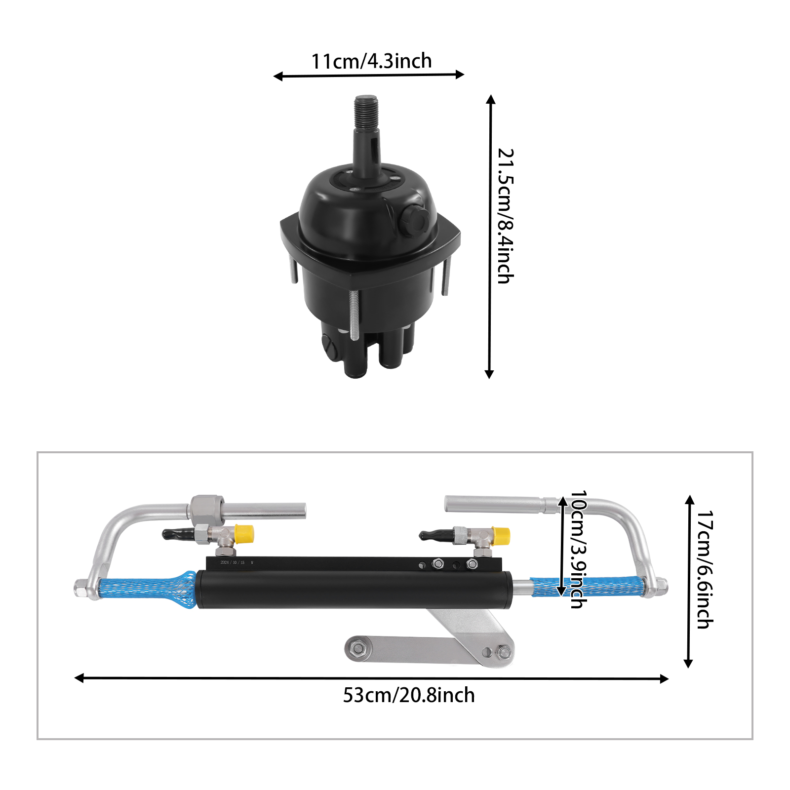 Hydraulic Outboard Steering Kit, 90HP Hydraulic Steering Mechanism for Marine Boats with Control Pump, Hydraulic Boat Steering Kit Hydraulic Outboard Steering Kit, 90HP Hydraulic Steering Mechanism for Marine Boats with Control Pump, Hydraulic Boat Steering Kit