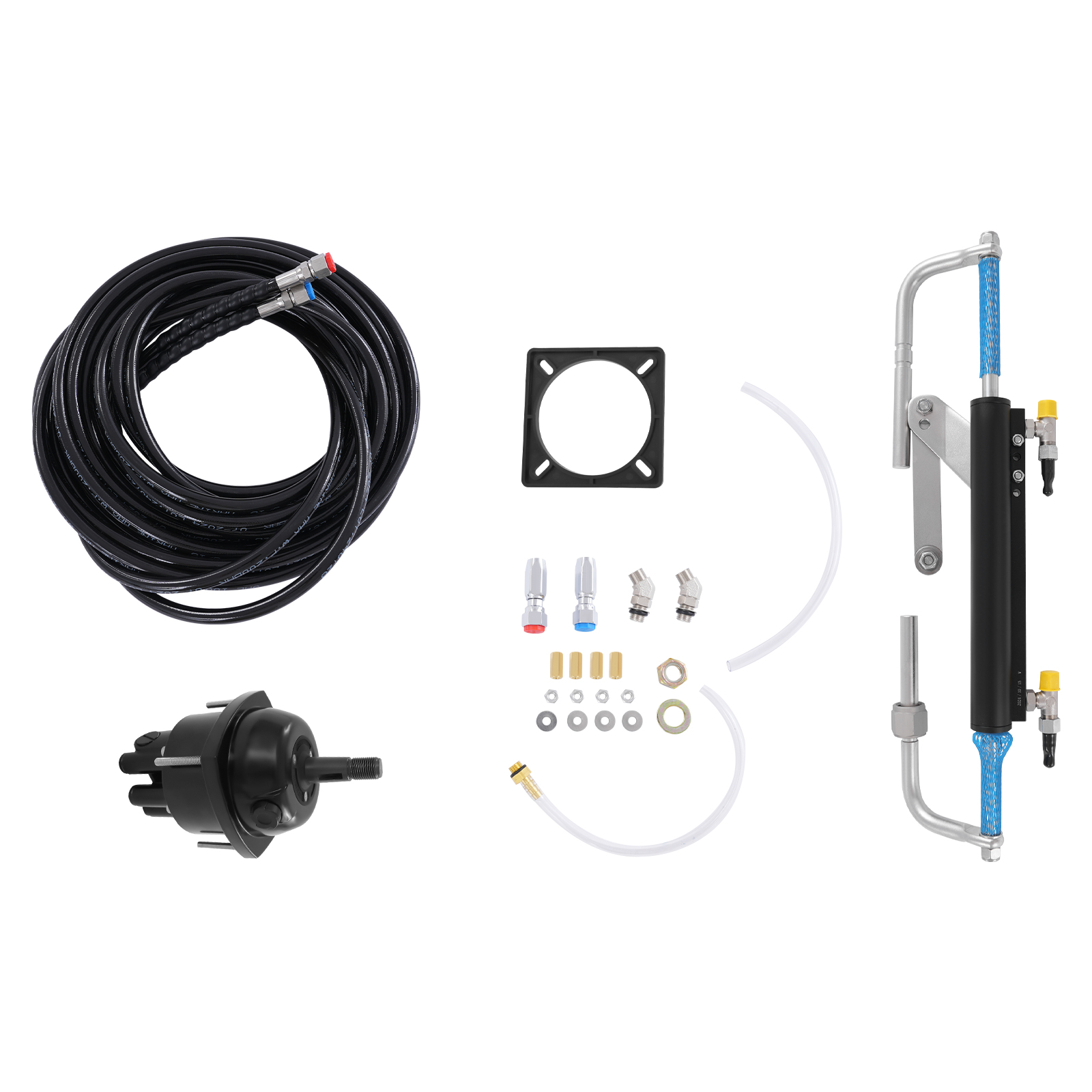 Hydraulic Outboard Steering Kit, 90HP Hydraulic Steering Mechanism for Marine Boats with Control Pump, Hydraulic Boat Steering Kit Hydraulic Outboard Steering Kit, 90HP Hydraulic Steering Mechanism for Marine Boats with Control Pump, Hydraulic Boat Steering Kit