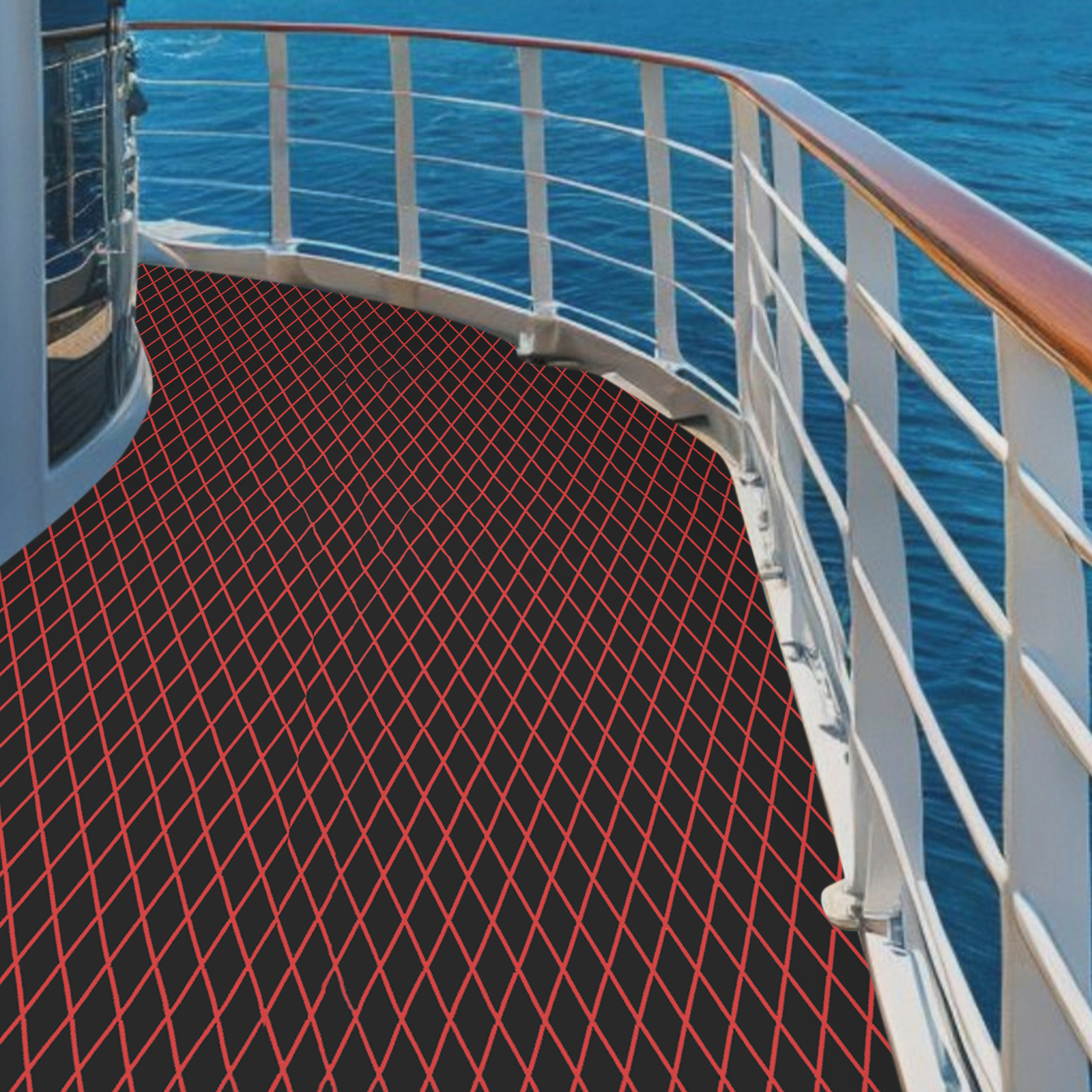 Non-Slip Mat, EVA Boat Flooring Mat, Non-Slip Mat for Boat and Yacht - Black + Red