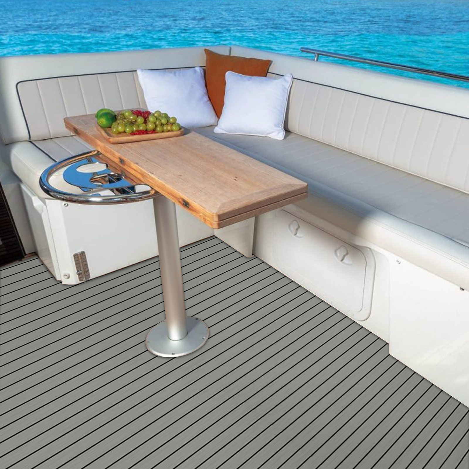 240x120cm Non-Slip Mat, EVA Boat Flooring Mat, Non-Slip Mat for Boat and Yacht - nc12-Light Gray and Black