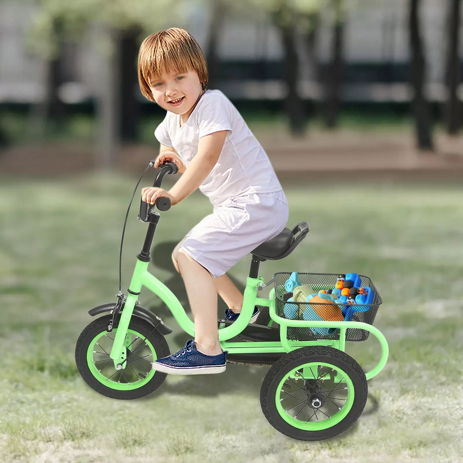 12 inch 3 wheel tricycle kids bikes for boys/girls single speed tricycle light green bike kids bike 3 wheels bike