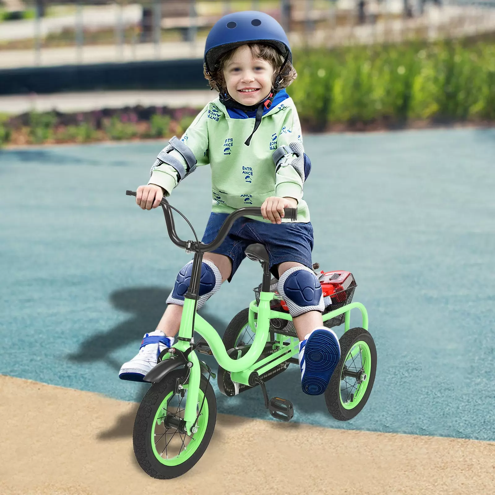 12 inch 3 wheel tricycle kids bikes for boys/girls single speed tricycle light green bike kids bike 3 wheels bike 12 inch 3 wheel tricycle kids bikes for boys/girls single speed tricycle light green bike kids bike 3 wheels bike
