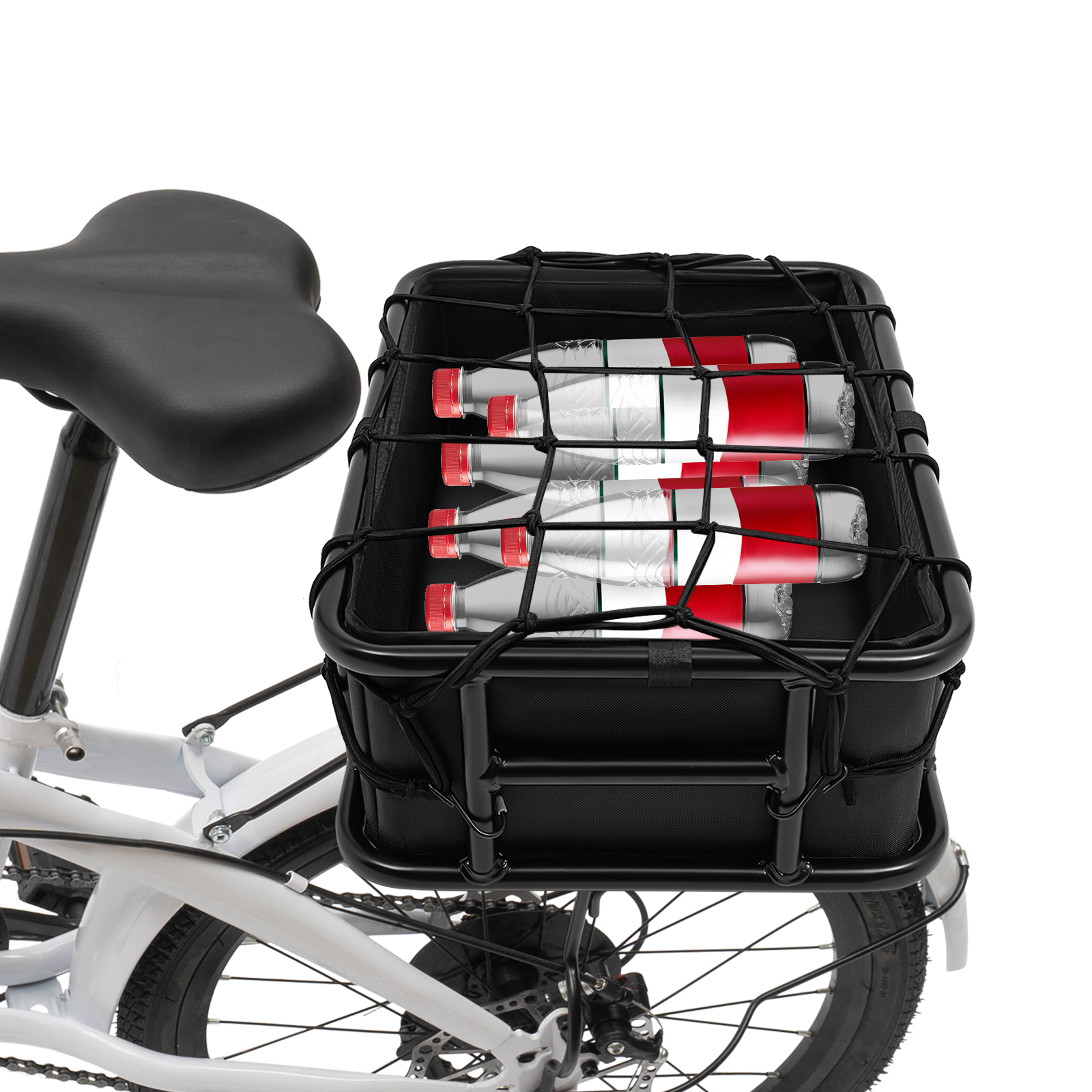 45.6x32x15cm Bicycle Basket, Rear Bicycle Basket, Rear Bicycle Basket with Net and Thick Lining
