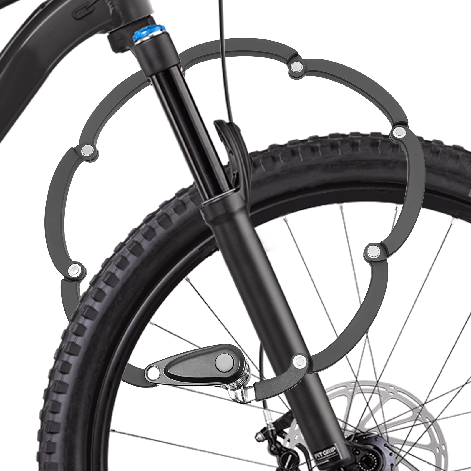 Foldable bike lock, 4-digit bike lock, for bicycles, motorcycles, doors, etc., Black
