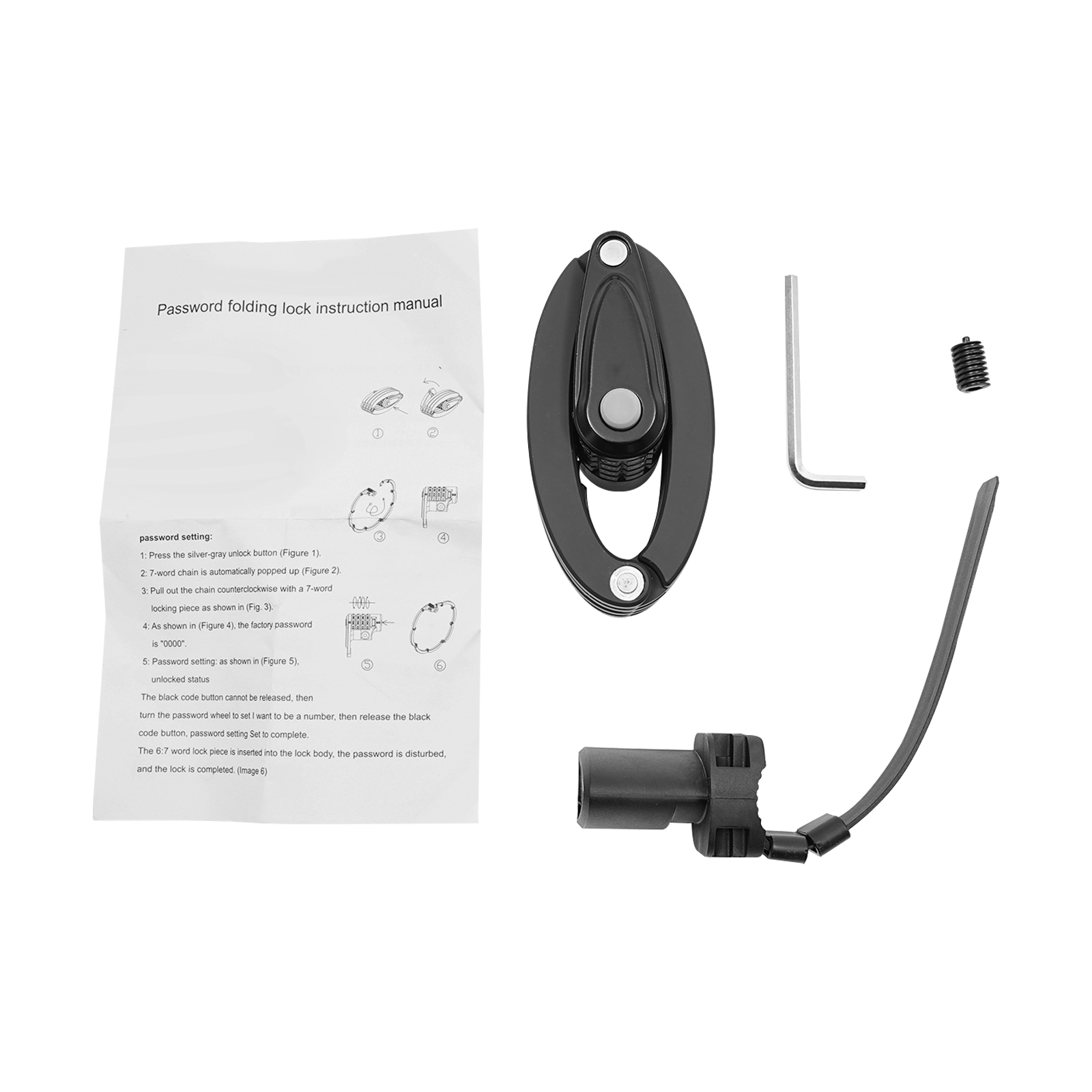 Foldable bike lock, 4-digit bike lock, for bicycles, motorcycles, doors, etc., Black Foldable bike lock, 4-digit bike lock, for bicycles, motorcycles, doors, etc., Black