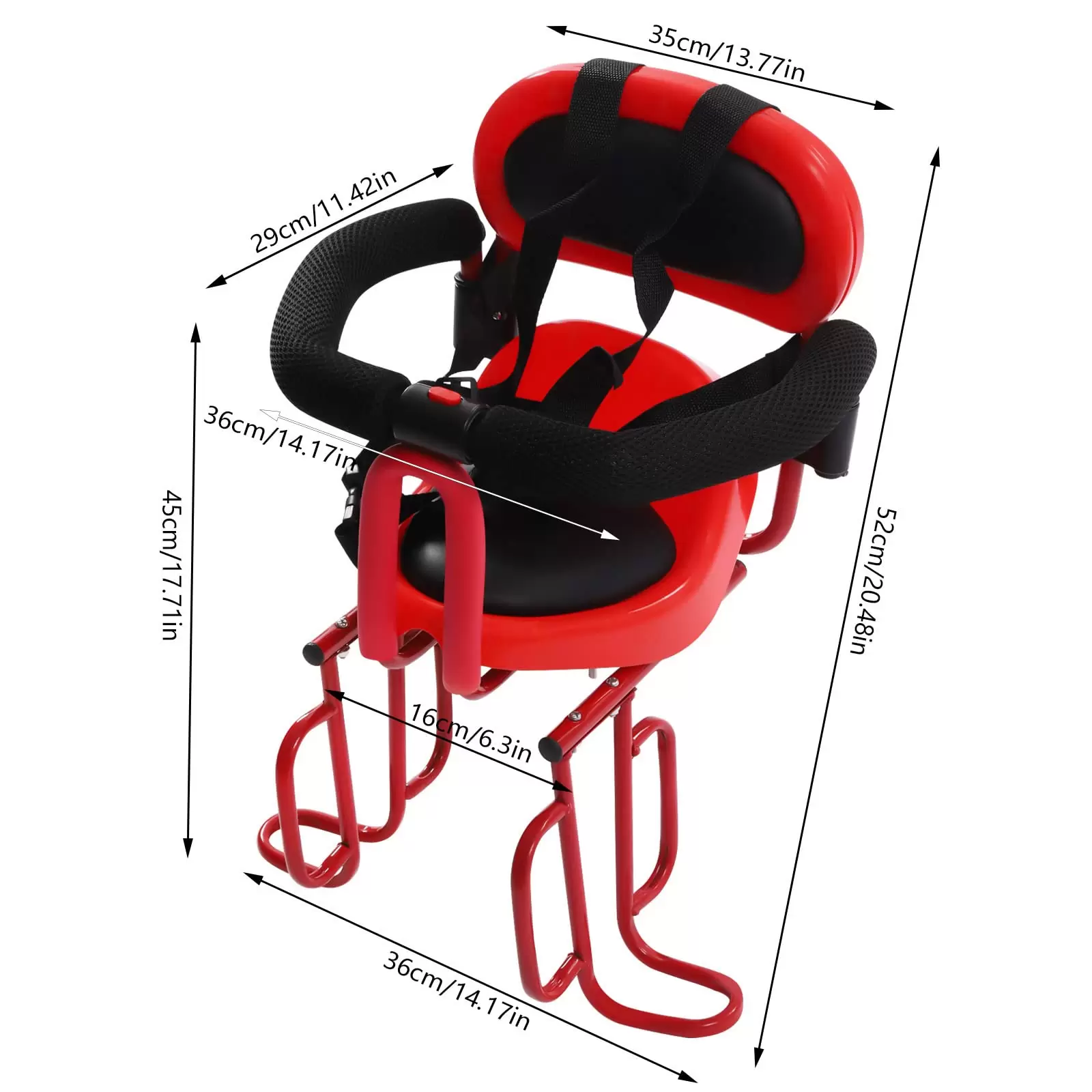 Child Bike Seat for Children up to 6 Years, Child Bike Seat for Luggage Carrier, Easy Mount - Red Child Bike Seat for Children up to 6 Years, Child Bike Seat for Luggage Carrier, Easy Mount - Red