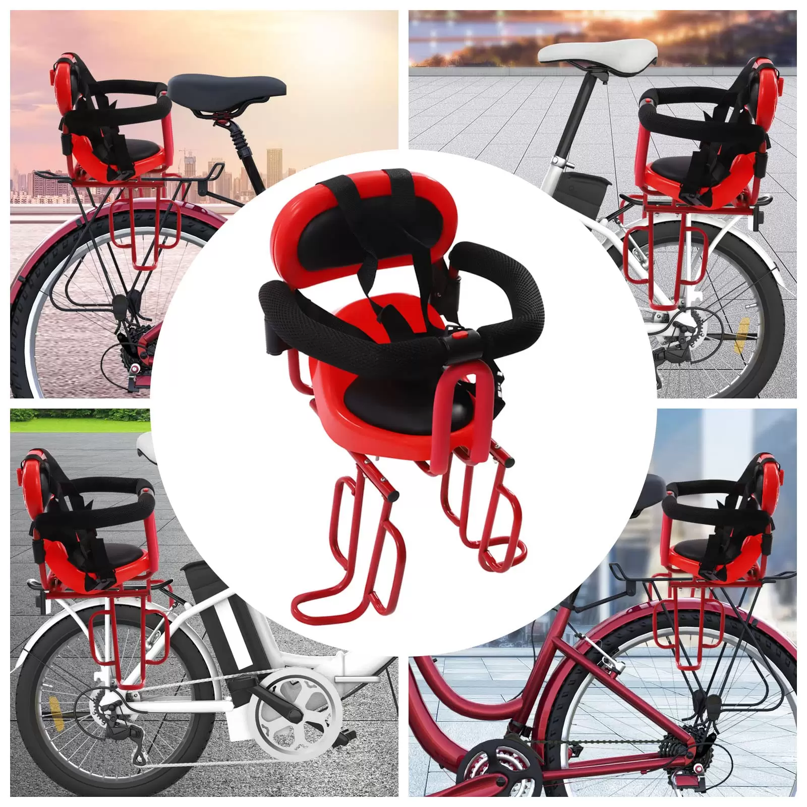 Child Bike Seat for Children up to 6 Years, Child Bike Seat for Luggage Carrier, Easy Mount - Red Child Bike Seat for Children up to 6 Years, Child Bike Seat for Luggage Carrier, Easy Mount - Red