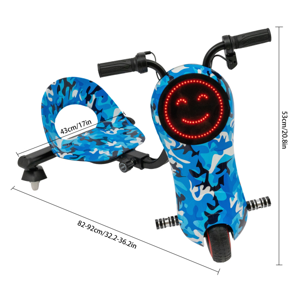 Tricycle with Electric Motor, Electric Drift Scooter for Kids, Drift Tricycle Scooter (Camouflage Blue) Tricycle with Electric Motor, Electric Drift Scooter for Kids, Drift Tricycle Scooter (Camouflage Blue)