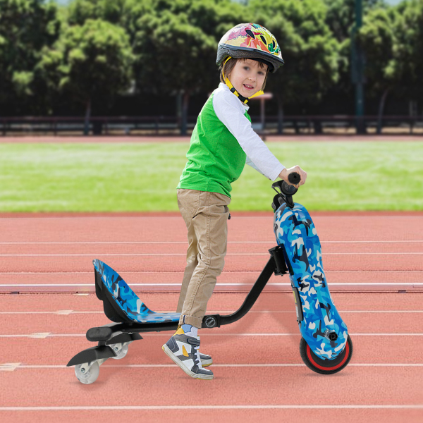 Tricycle with Electric Motor, Electric Drift Scooter for Kids, Drift Tricycle Scooter (Camouflage Blue)