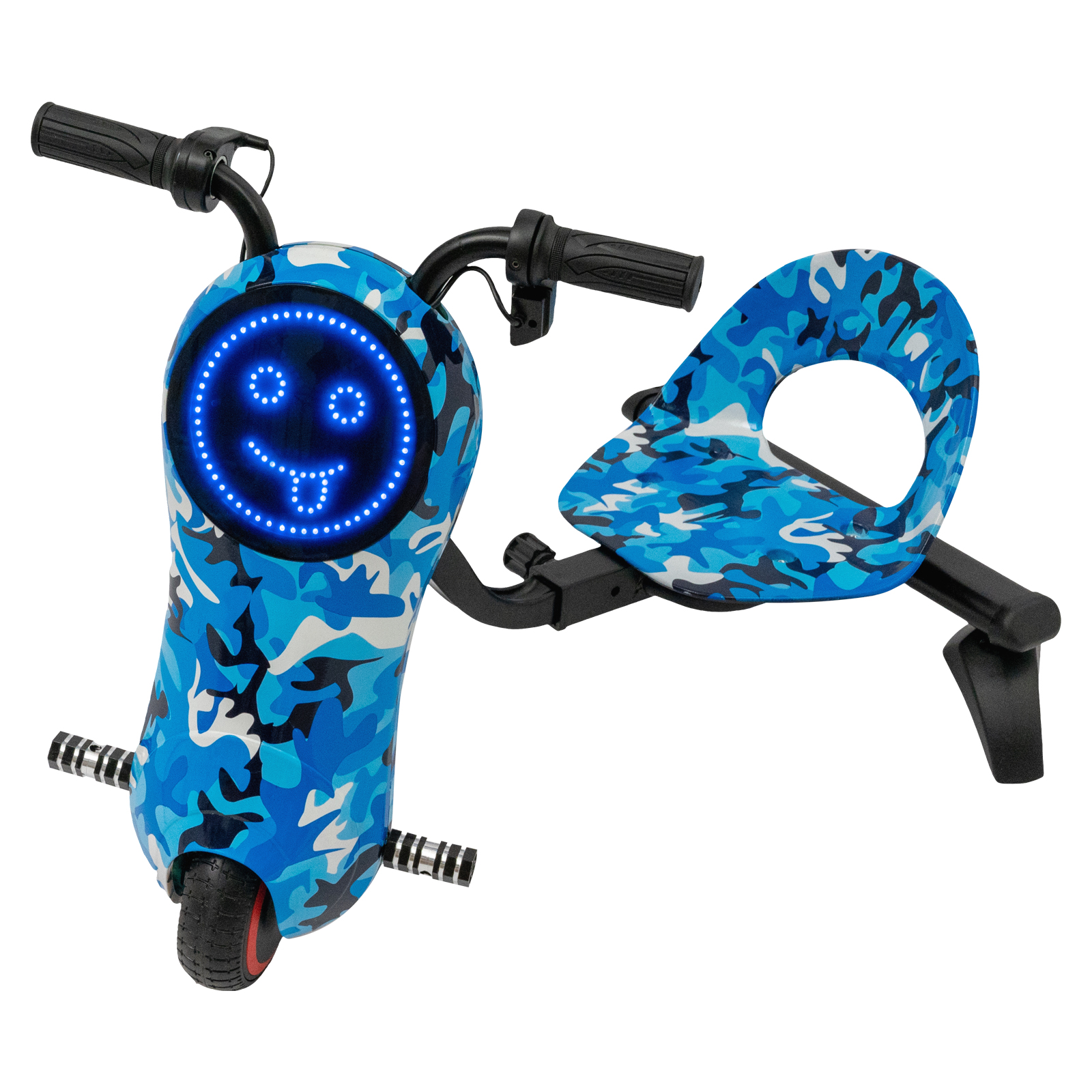 Tricycle with Electric Motor, Electric Drift Scooter for Kids, Drift Tricycle Scooter (Camouflage Blue)