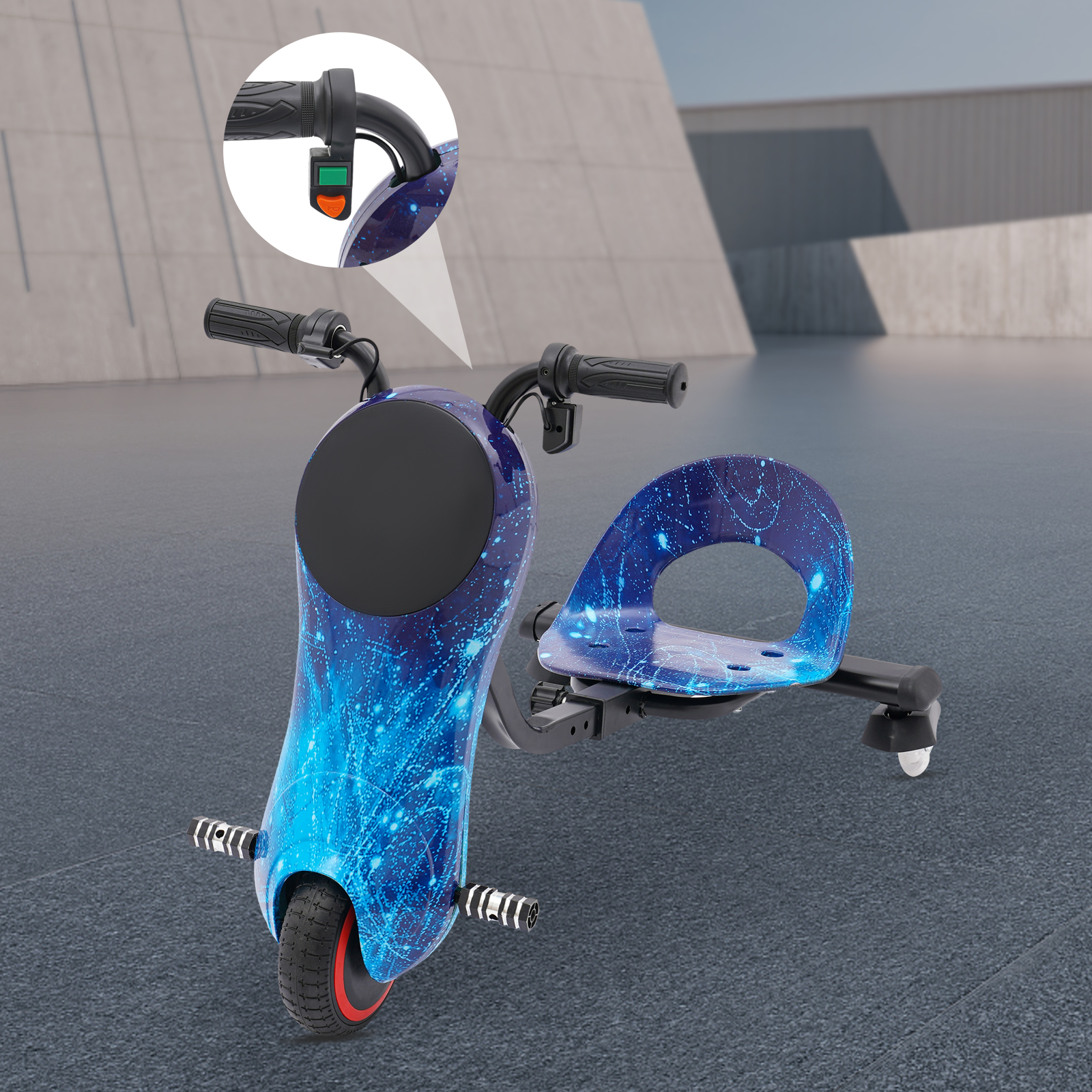 Electric Motor Tricycle, Electric Drift Scooter for Kids, Drift Tricycle Scooter (Sky Blue)